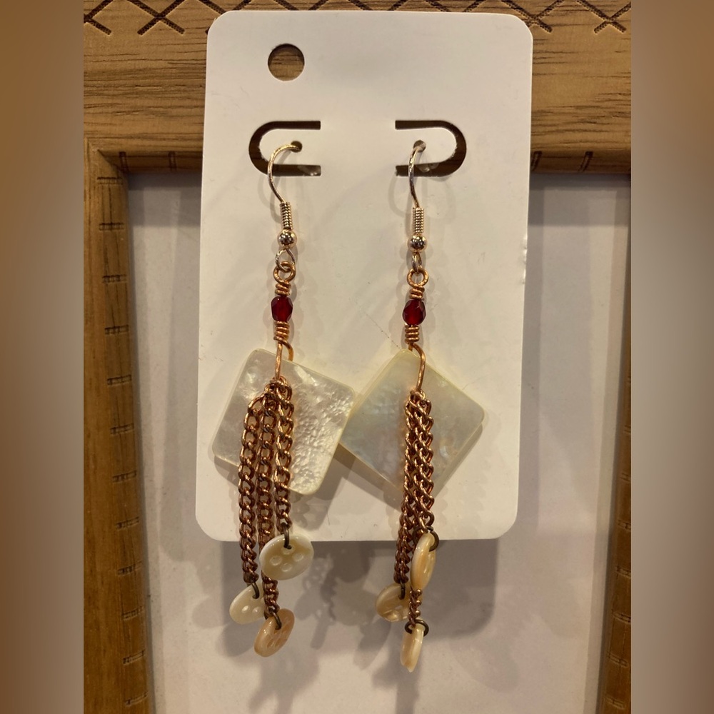 Elegant Copper and Cream Dangle Earrings